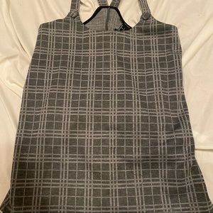 F21 Suspender style skirt gray/white Plaid
